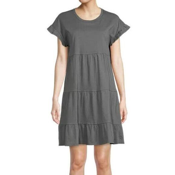 Time and Tru Women’s Short Flutter Sleeve Tiered Mini Dress Size‎ S(4-6) Blue - Picture 1 of 6